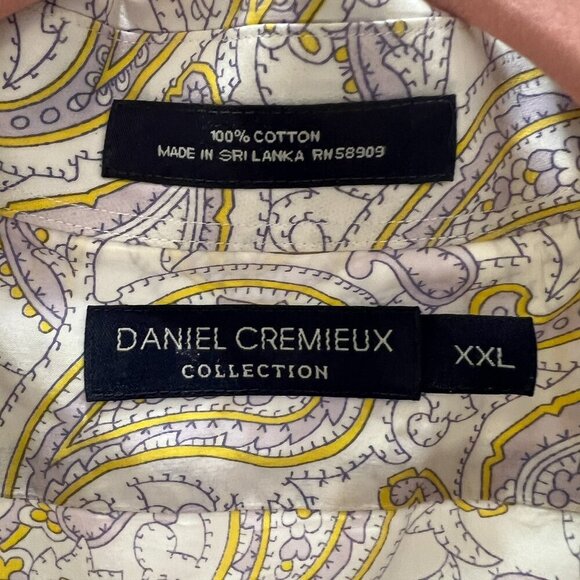 Daniel Cremieux Paisley Sleeve Button Down Shirt White Lavender Yellow XXL - Picture 3 of 6